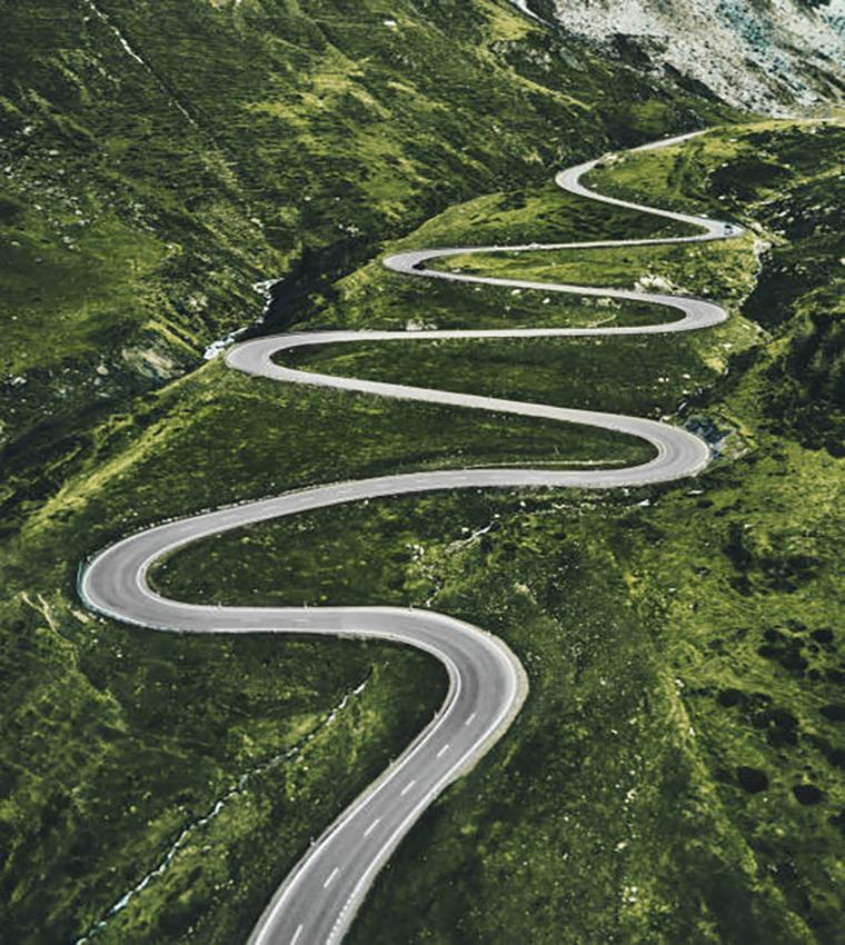 julier pass road in switzerland